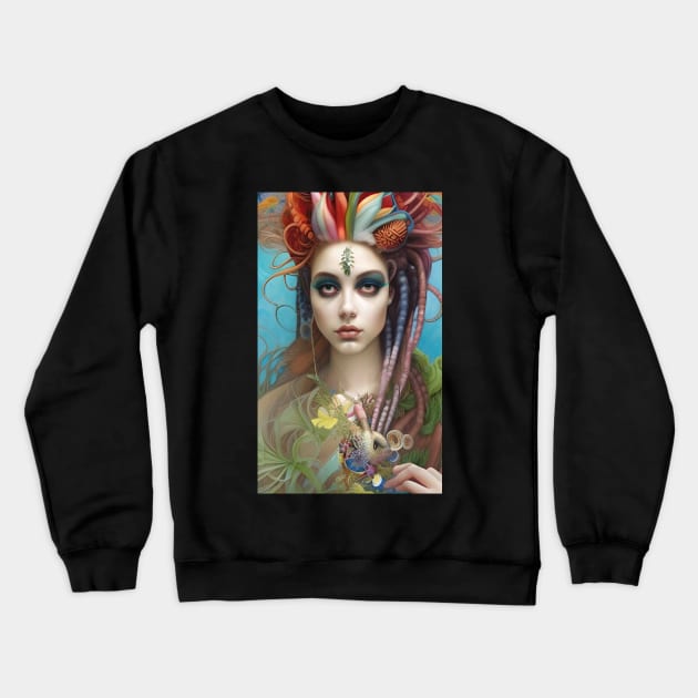 Voodoo Doll Girl - Dreadlocks Hippie Witch - Be Different WA334 - Magick Voodoo Crewneck Sweatshirt by ZiolaRosa